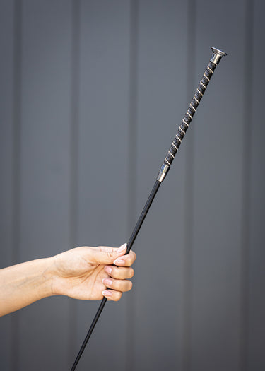 Twisted Dressage Whip | Black / Silver