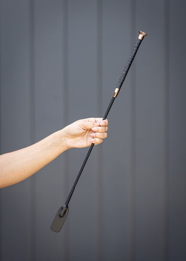 Reptile Riding Whip | Black / Rose Gold